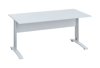 EPK 18 - 16 stůl kancelářský, kovová podnož bílá, deska 18 mm, široký 1600 mm, bílá